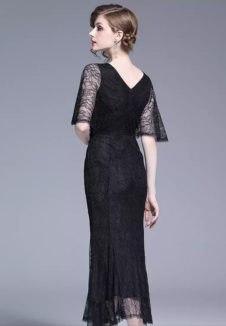 Buy Sunnydaysweety New Lace Floral Midi One Piece Dress CA052718BK 2026 ...
