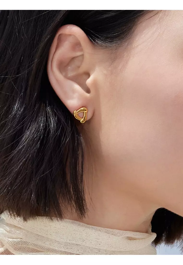 999 24K Solid Gold Dainty Stud Earrings for Women 94093E