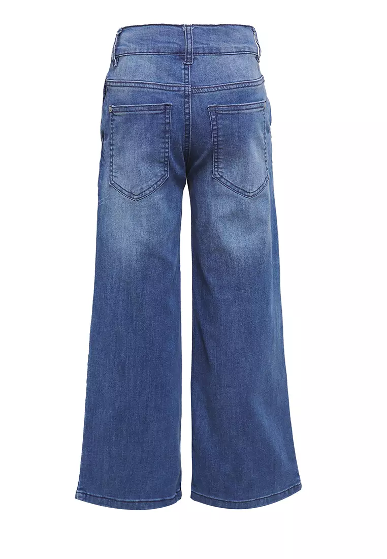 Pito Dito Girl Troubador Celana Jeans Kulot Panjang anak Biru - Size 4