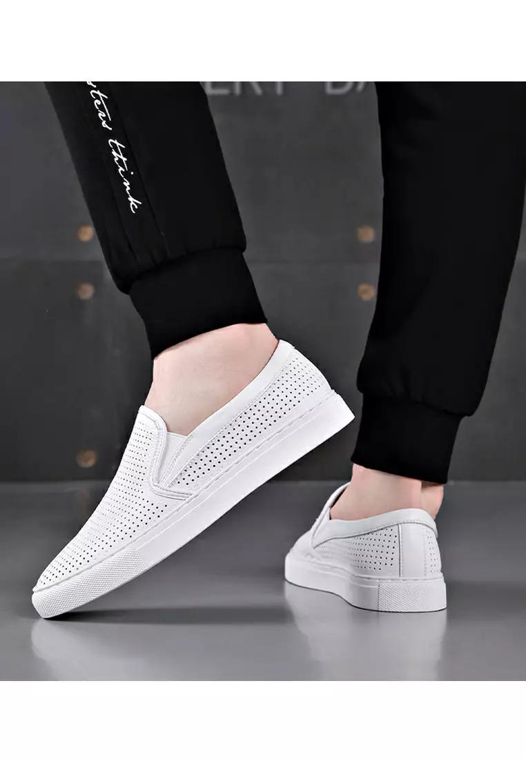 Hollowed Out Style Leather Slip-Ons YQ115804-21