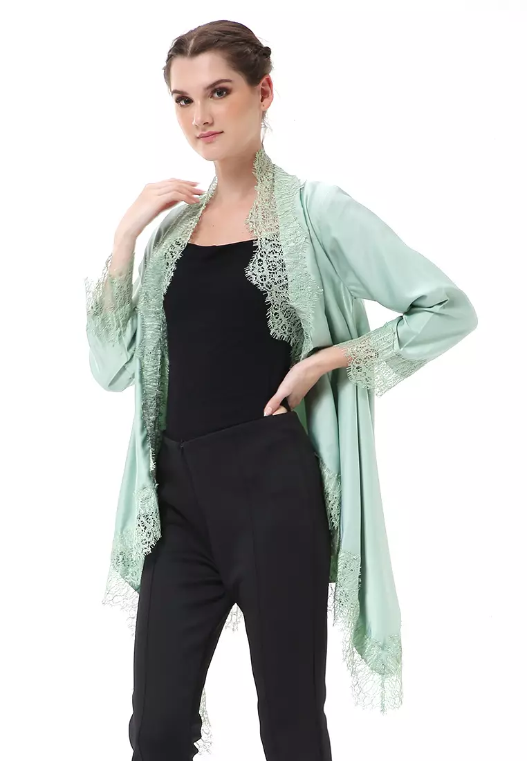 Reine Atasan Wanita Outer Kebaya Traditional Design Material Silk ORIGINAL - Sage Green