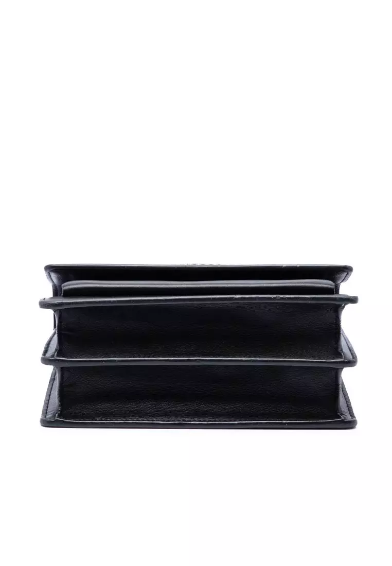 Pre-Loved Saint Laurent Small Studded Calfskin Monogram Sunset Crossbody