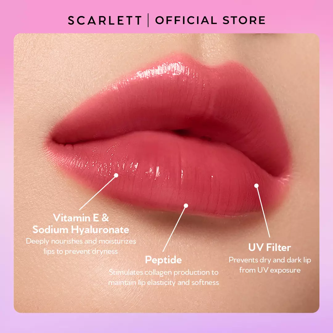 [NEW] SCARLETT GLASS GLOW TINTED LIP BALM PEACHY GLAZE - Moisturizing & hydrating, natural lip color, plumpy lips, cover bibir gelap, mencerahkan bibir, UV Filter