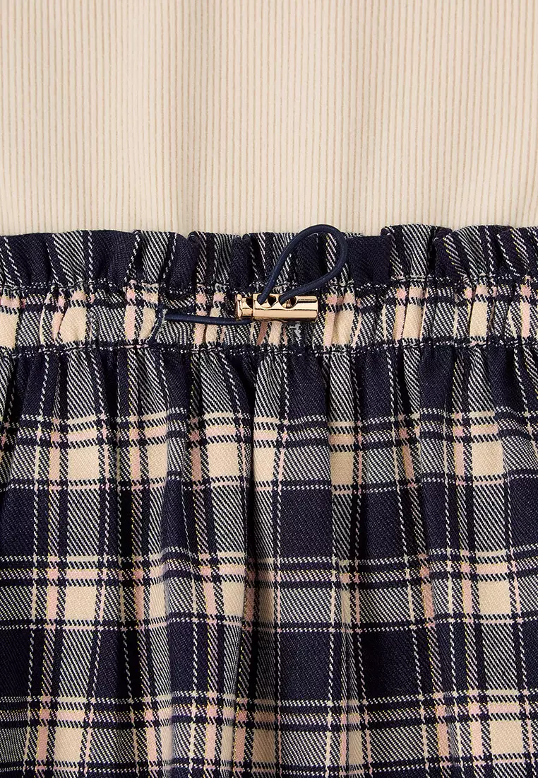 Mellie 2-in-1 Dress with Check Skirt and Knit Top