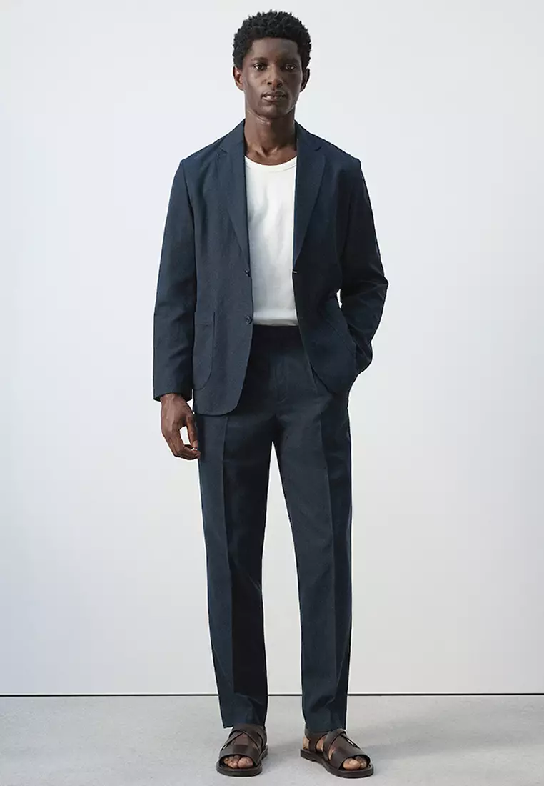 Slim-Fit Suit Jacket Made From A Linen-Lyocell Blend