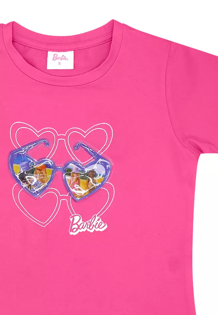 Girls Licensed Graphic Ringer T-Shirt 3D Heart Sunglasses