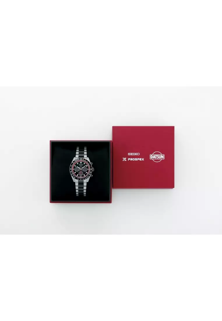 Seiko Prospex Speedtimer Solar Chronograph x DATSUN 240Z Limited Edition Black Dial Stainless Steel Band Watch SSC957P1