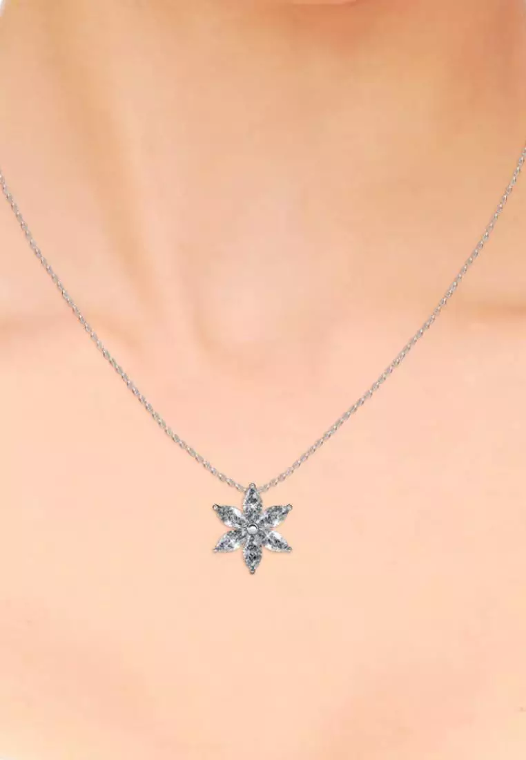 Petal Flower Pendant WG - Kalung Crystal Swarovksi by Her Jewellery