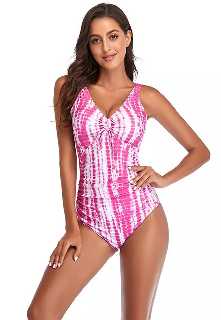 LYX637959819804 European Lady One Piece Swimwear Pink