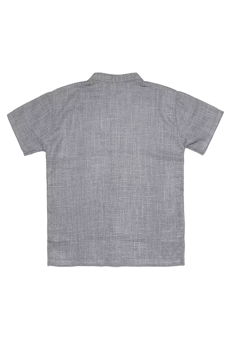 Baju Koko Anak Laki Bordir Grafik Gray Setelan - NOBLE