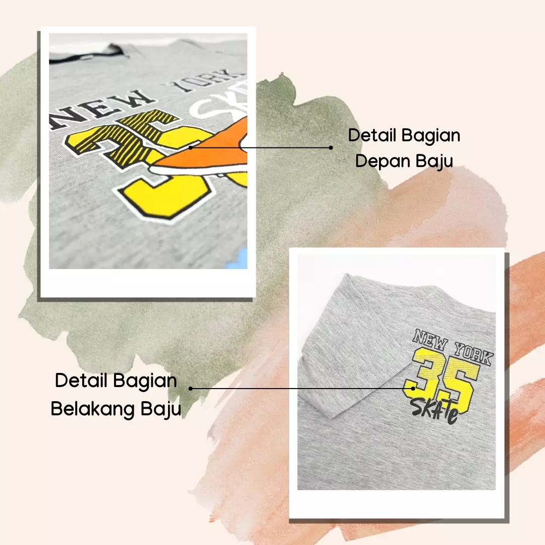 Wakakids Kaos Atasan Baju Anak Laki Laki Usia 1 Tahun Hingga 4 Tahun Motif New York City Skate 3959 Kuning