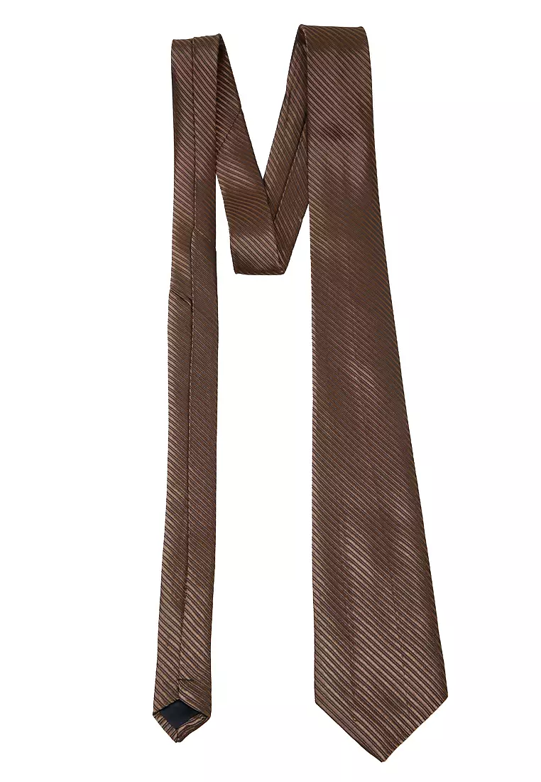 Ocean Dasi Pria Garis Long Line Tie Man Neckwear Aksesoris Fashion Material Polyester ORIGINAL - Brown
