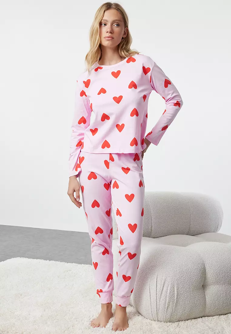 Pink Heart Knitted Pajama Set