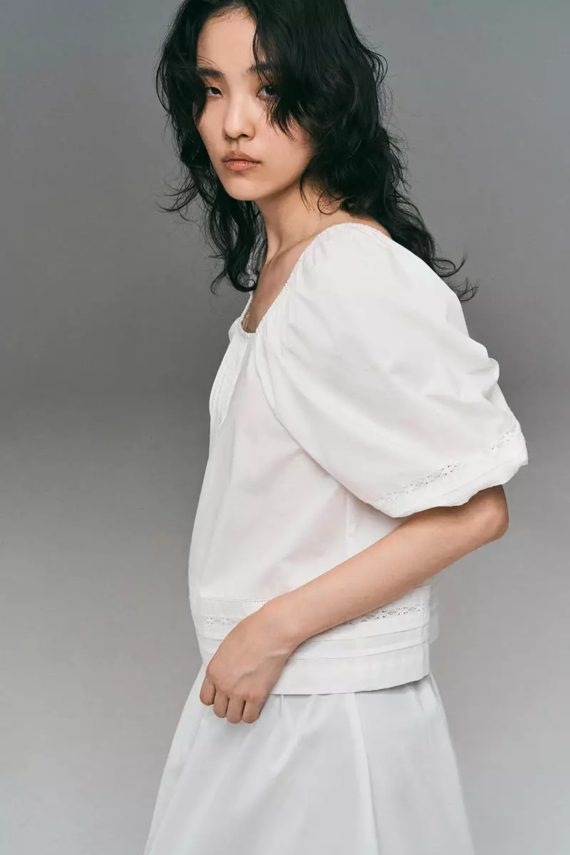 Pintucked cotton blouse