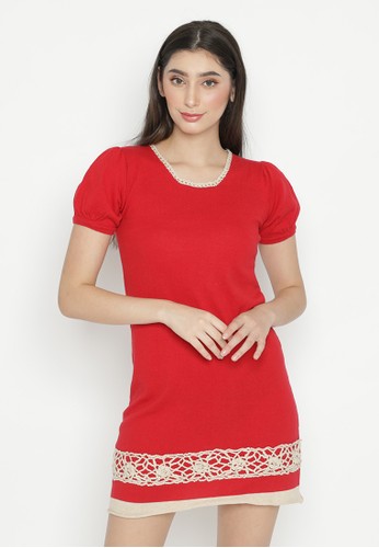 Jual Mobile Power Short Sleeve Mini Dress Knitting Red Original Zalora Indonesia