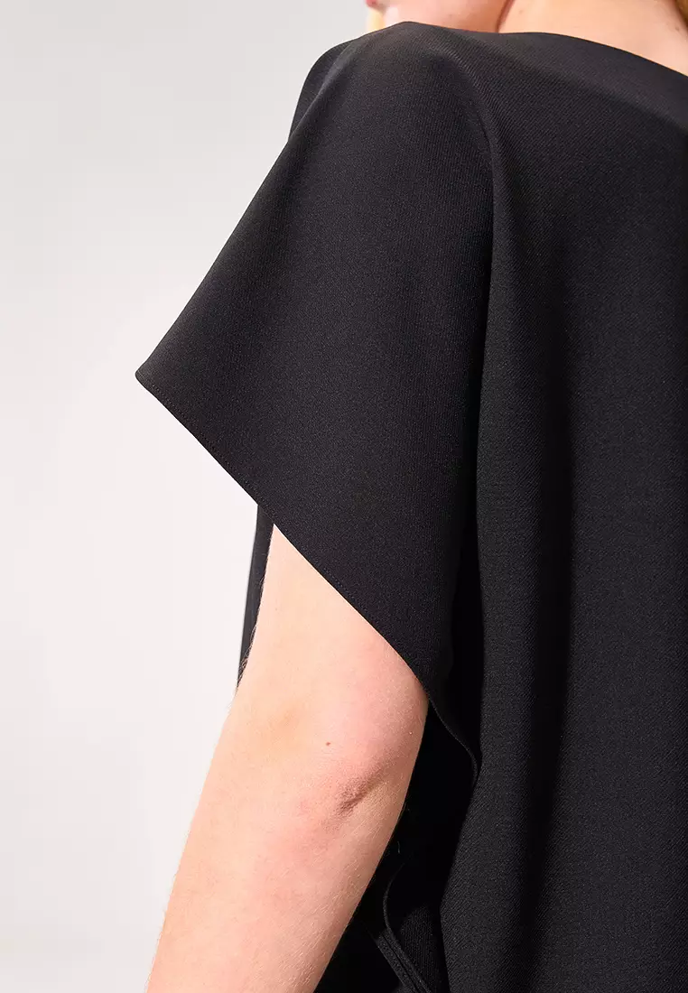 Black Asymmetrical Shoulder-to-Shoulder Top