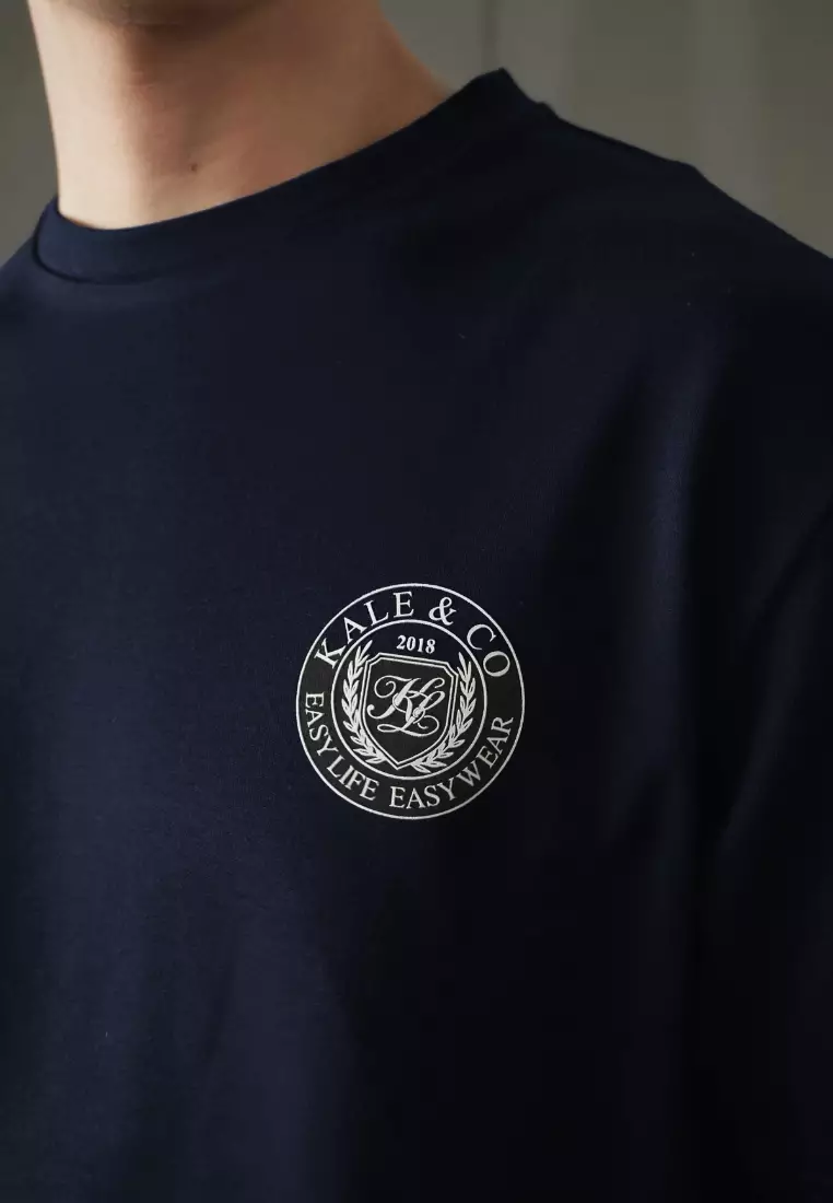Kale Evan Navy / Cotton Cloudy / Kaos Boxy Fit / Kaos Korea / Atasan Kaos Pria / Kaos Basic Pria
