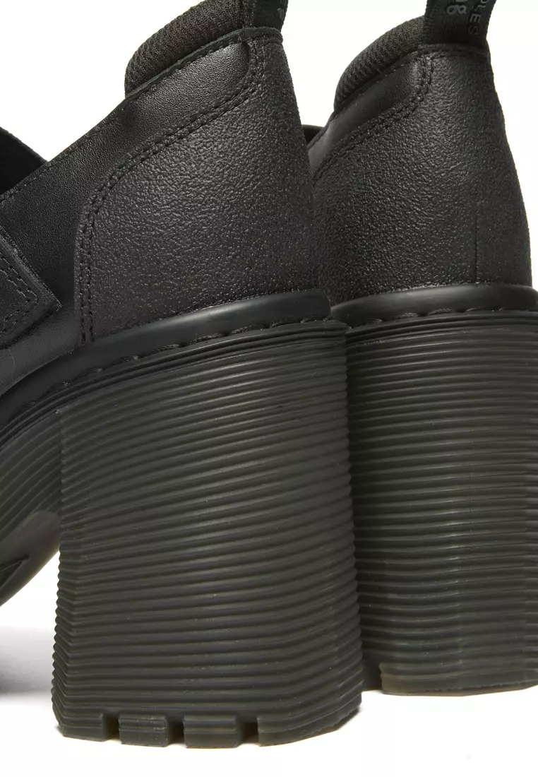 Eviee Tech Strap Mary Jane Heeled Black Shoes Women