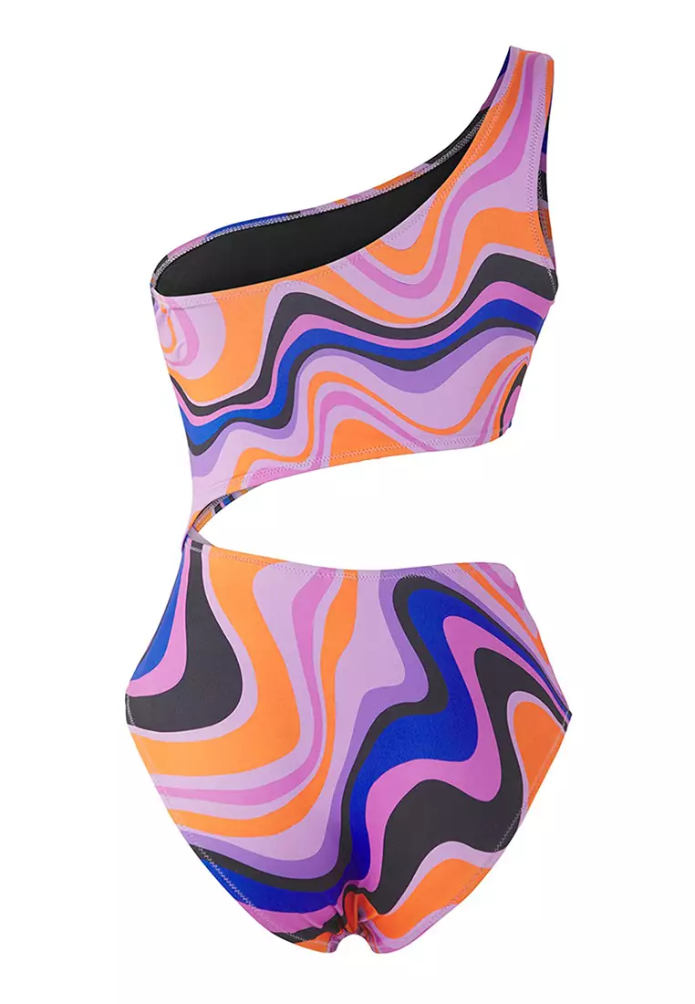 Batik Patterned One Shoulder Regular Swimsuit TBESS23MA00243