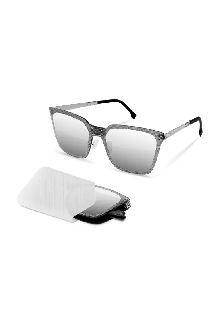 超輕極薄‧摺疊式太陽眼鏡 ROAV Oxygen O004 PAPER Matte Black / Silver Mirror 13.61