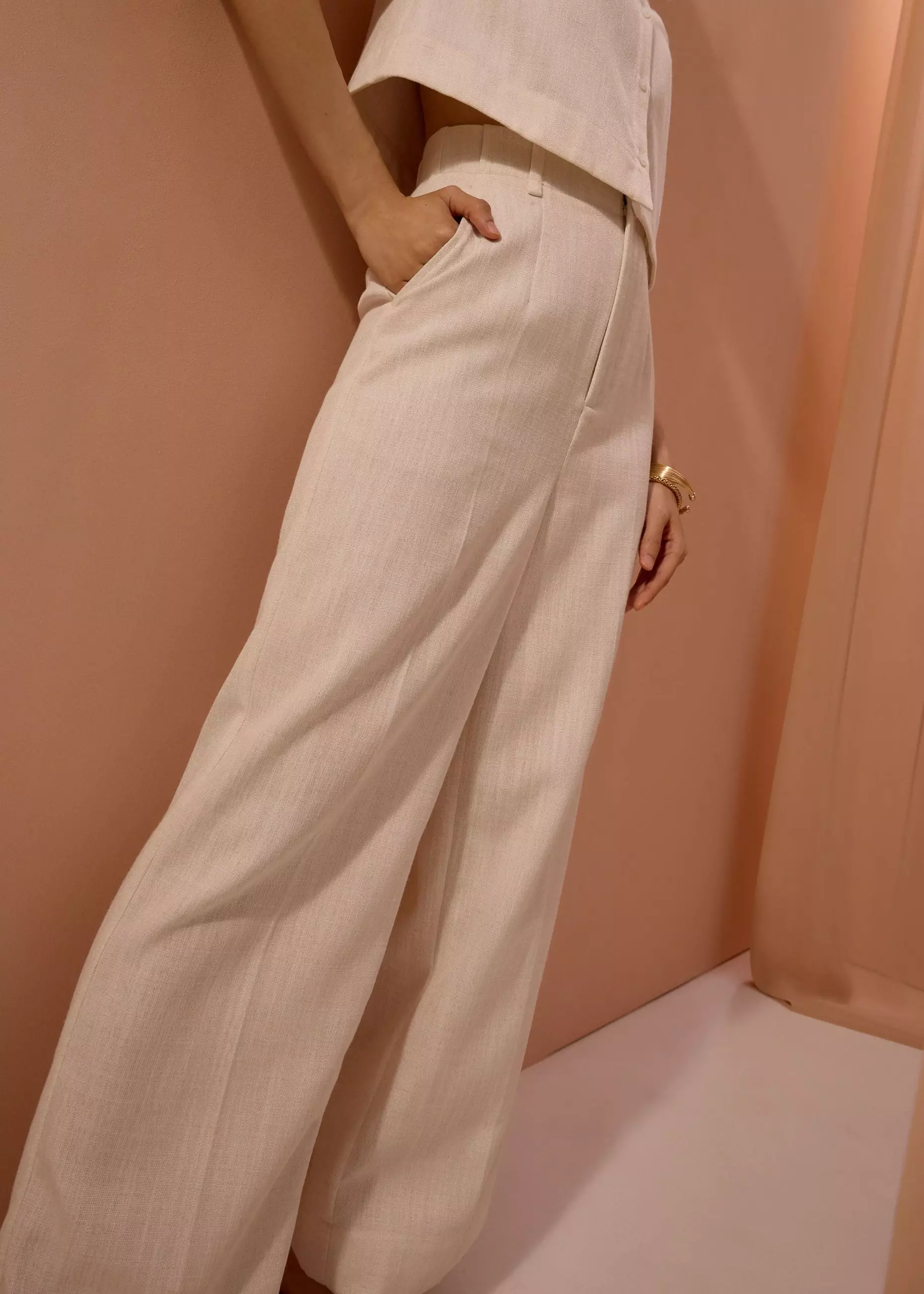 Celana Panjang Wanita - Leggy™ Seva Textured Super High Waisted Straight Leg Pants