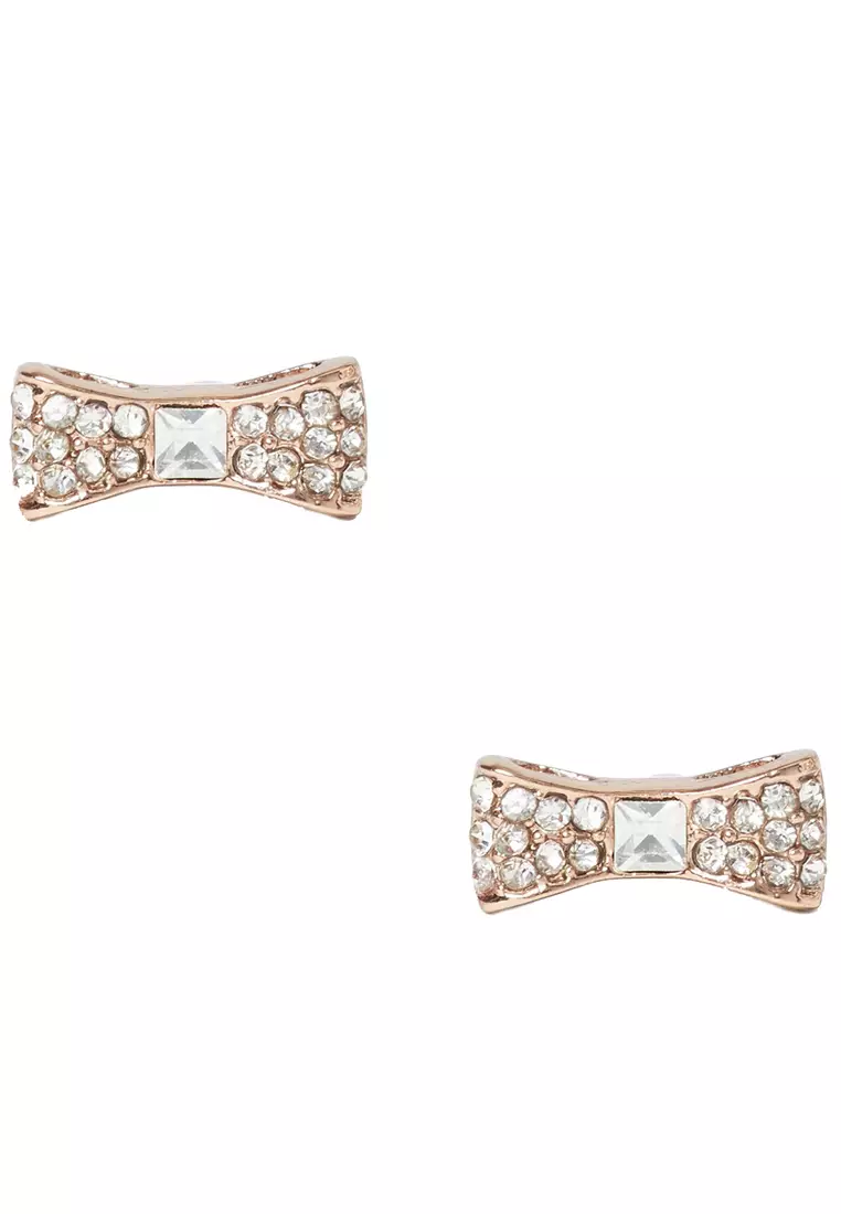 Buy Kate Spade Ready Set Bow Pave Bow Studs Earrings in Clear