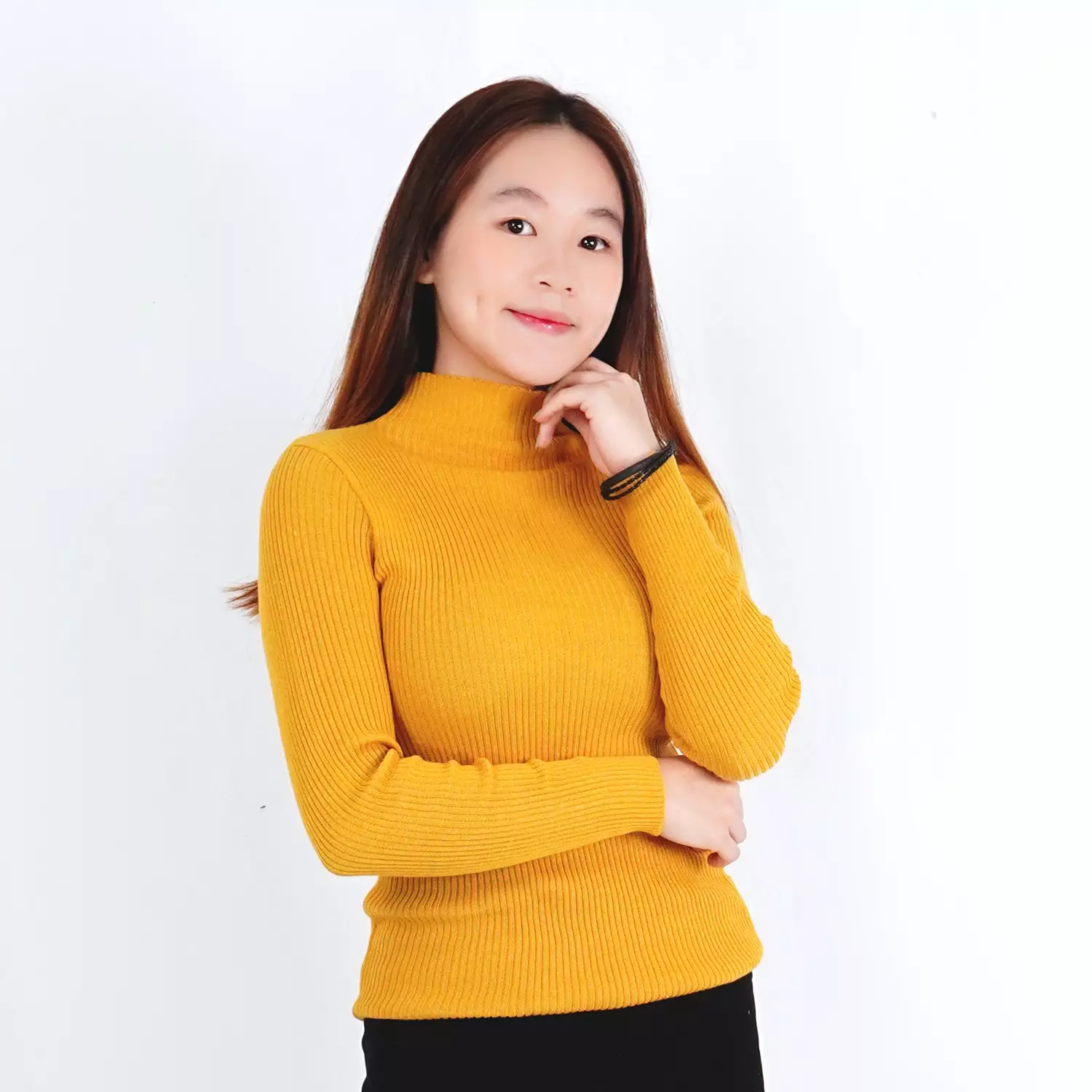 OKECHUKU Elza - Sweater Rajut Sweter Leher Tinggi Knit Switer Korean Style
