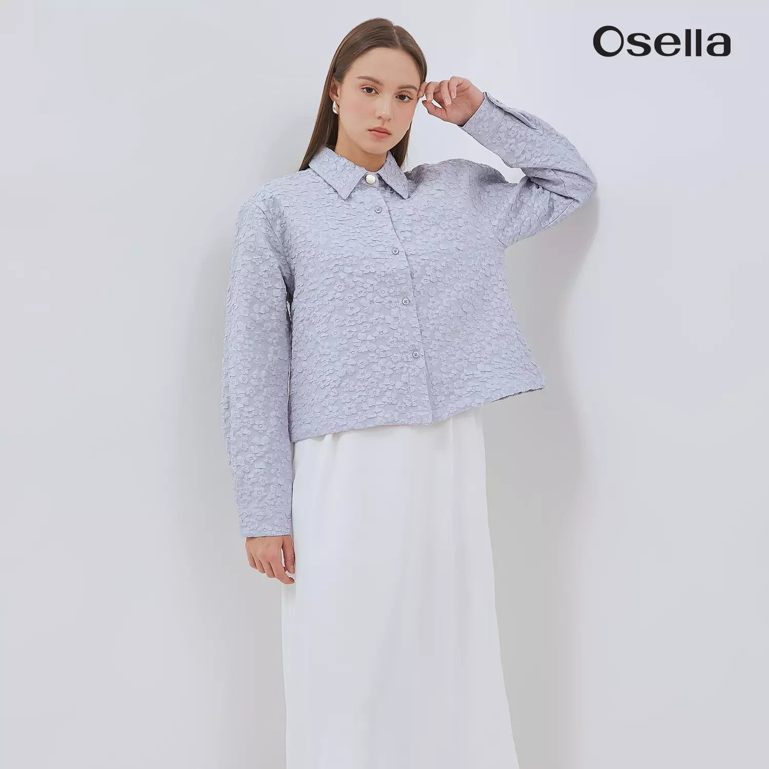 Osella Zania Dress Set With Jacquard Outer 1157660336 | Setelan Dress Outer Lengan Panjang Wanita