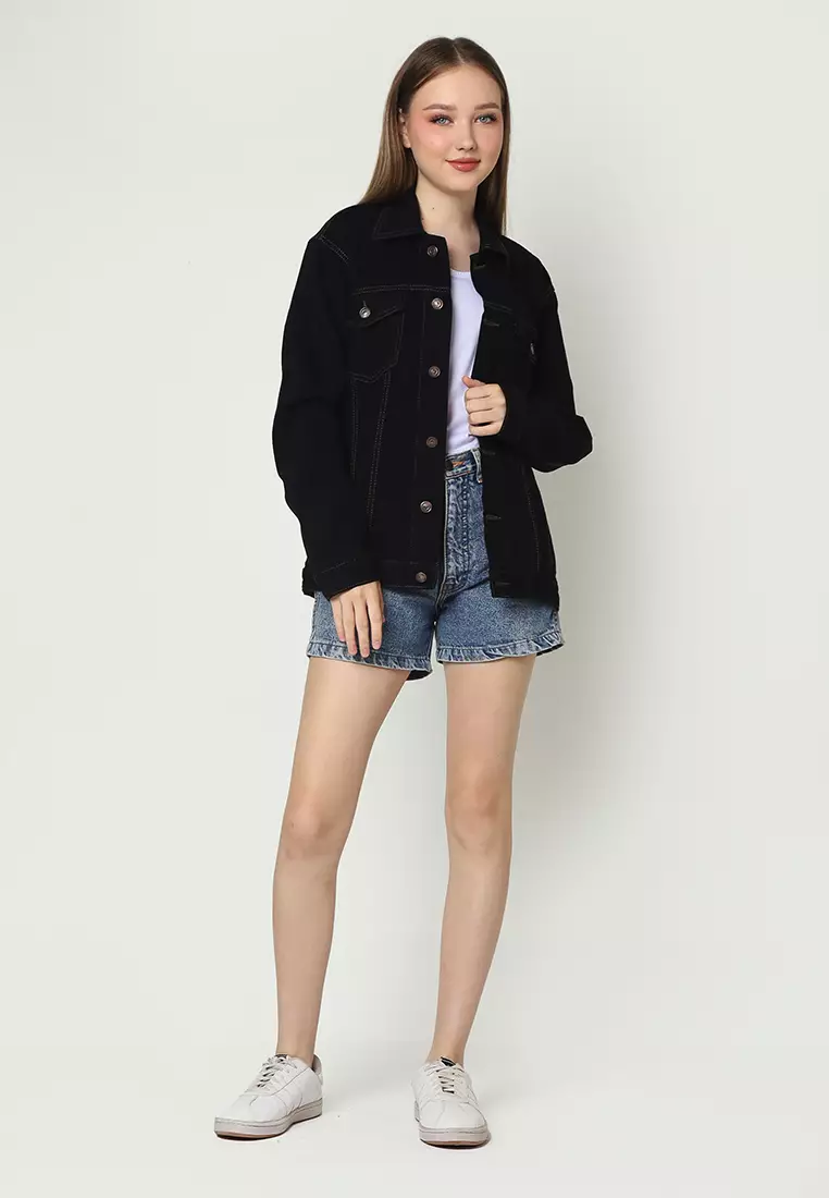 Jaket Denim Wanita Safir Black 292501