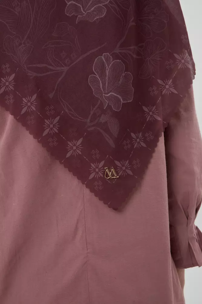 MFMW Twilight Scarf - Kerudung Segi Empat Premium Motif Bunga - Burnt Maple