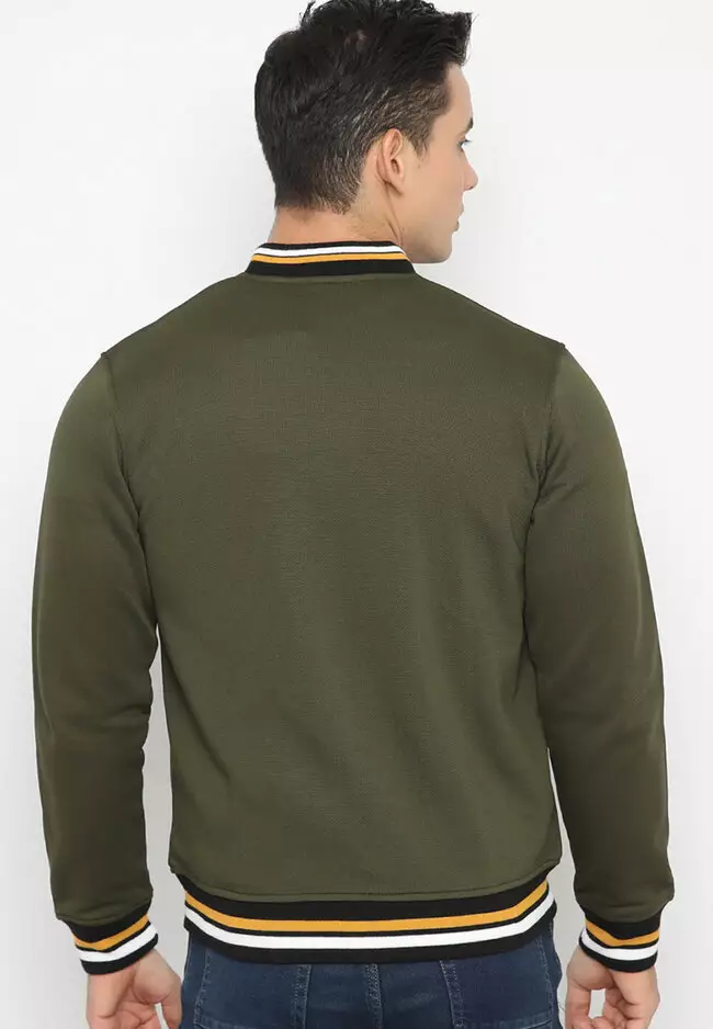 Jacket CVC Bomber "Olive" \With white mustard Stripe\