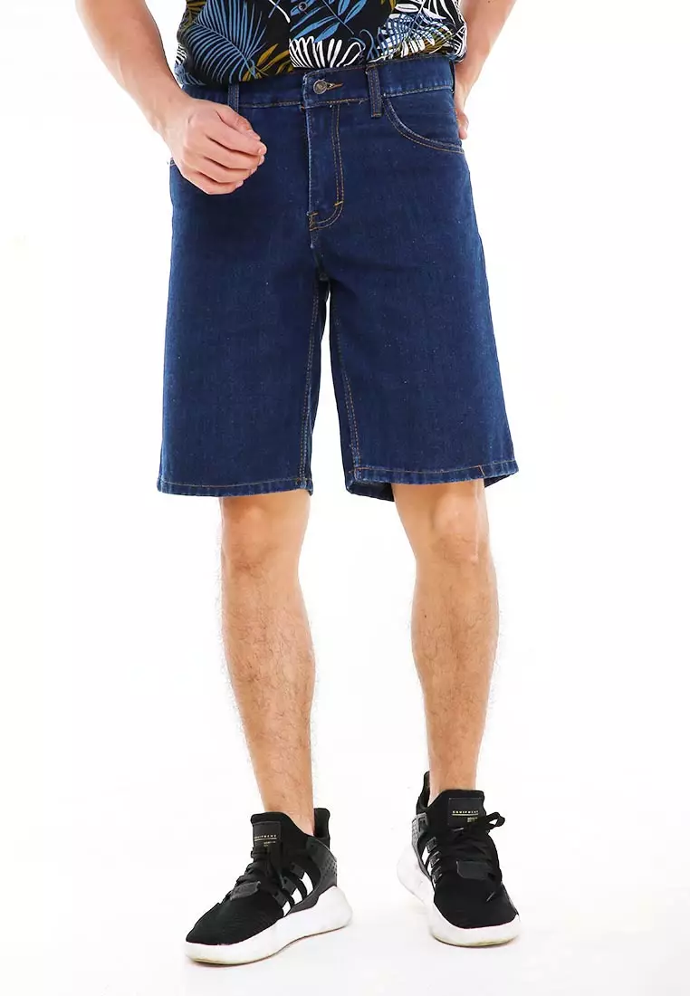 Rishham Celana Pendek Denim Pria Casual Short Pants Material Jeans ORIGINAL - Biowash