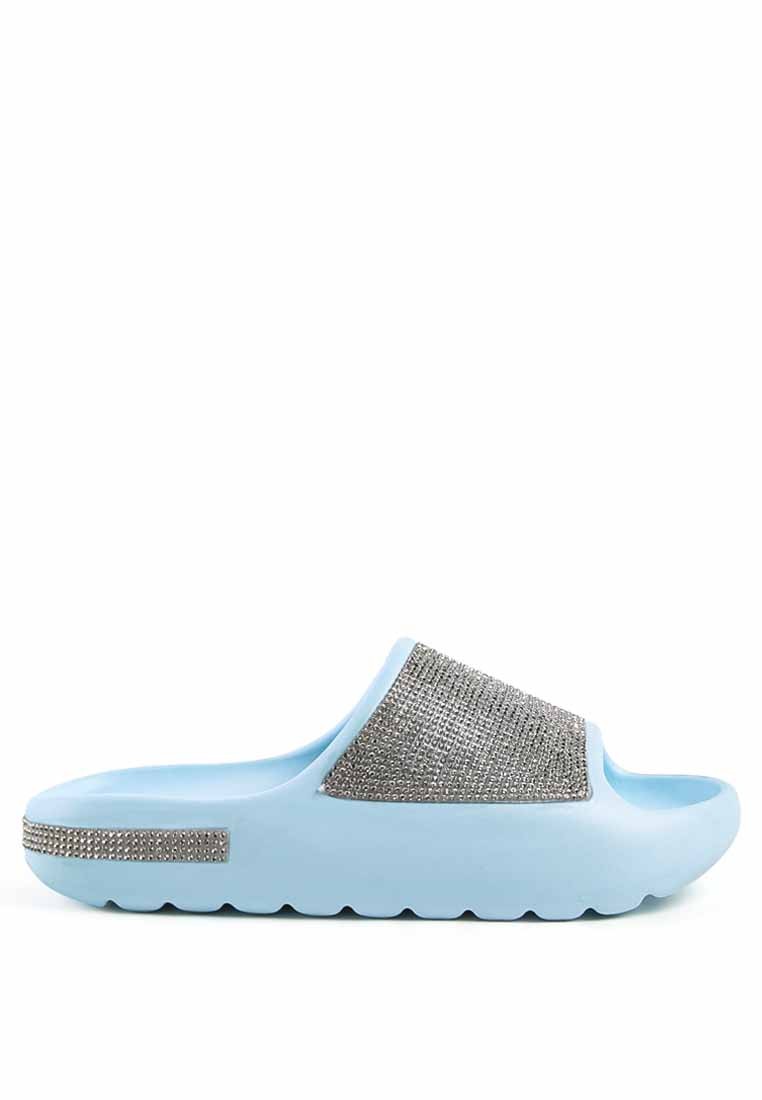 Diamante Pool Slides in Blue