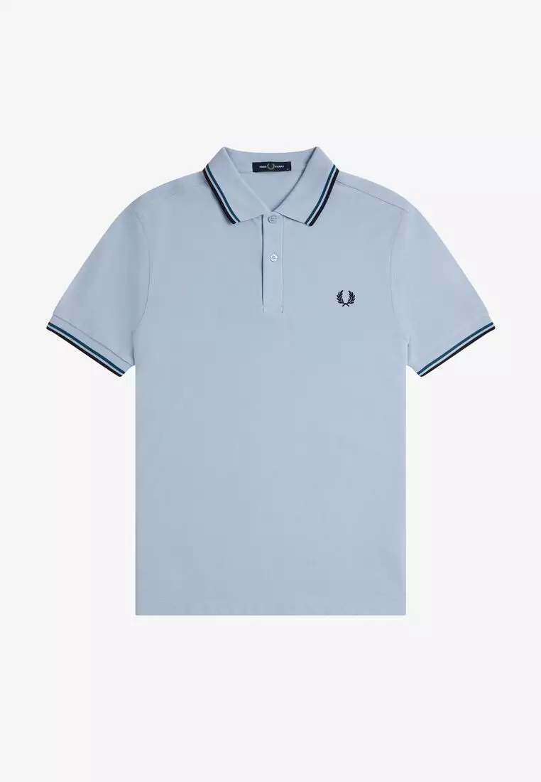 Fred Perry M3600 Twin Tipped Fred Perry Shirt (Light Smoke / Petrol Blue / Navy)