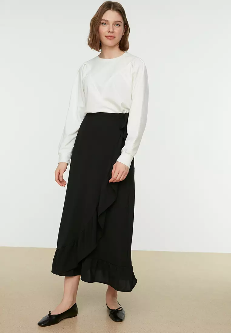 Woven Wrapped Ruffle Skirt