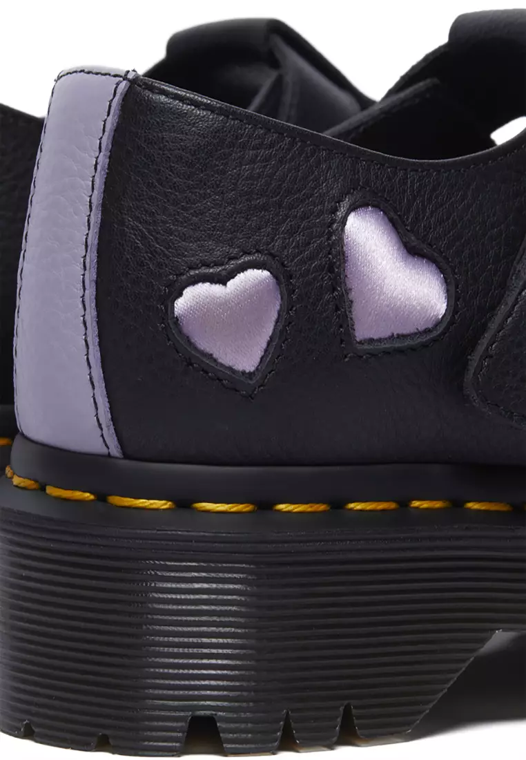 Polley Heart Virgina Satin Mary Jane Shoes Black - Women