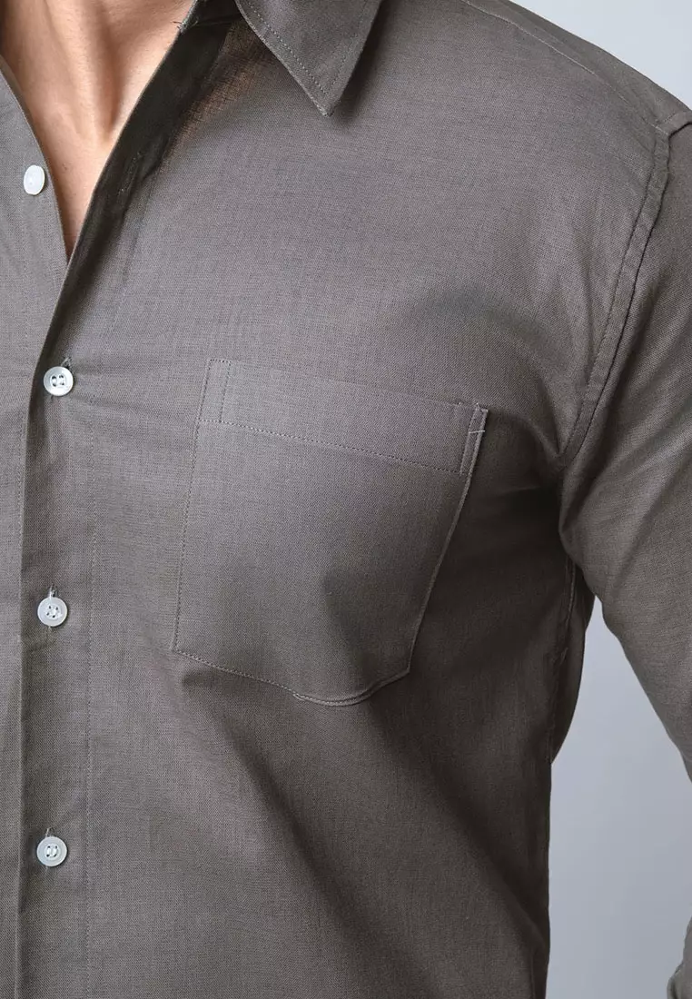 Medium Grey Rami Linen Shirt LS
