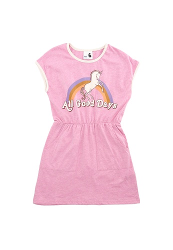 Cotton On Kids pink Sigrid Short Sleeve Dress 8879FKA3D61196GS_1