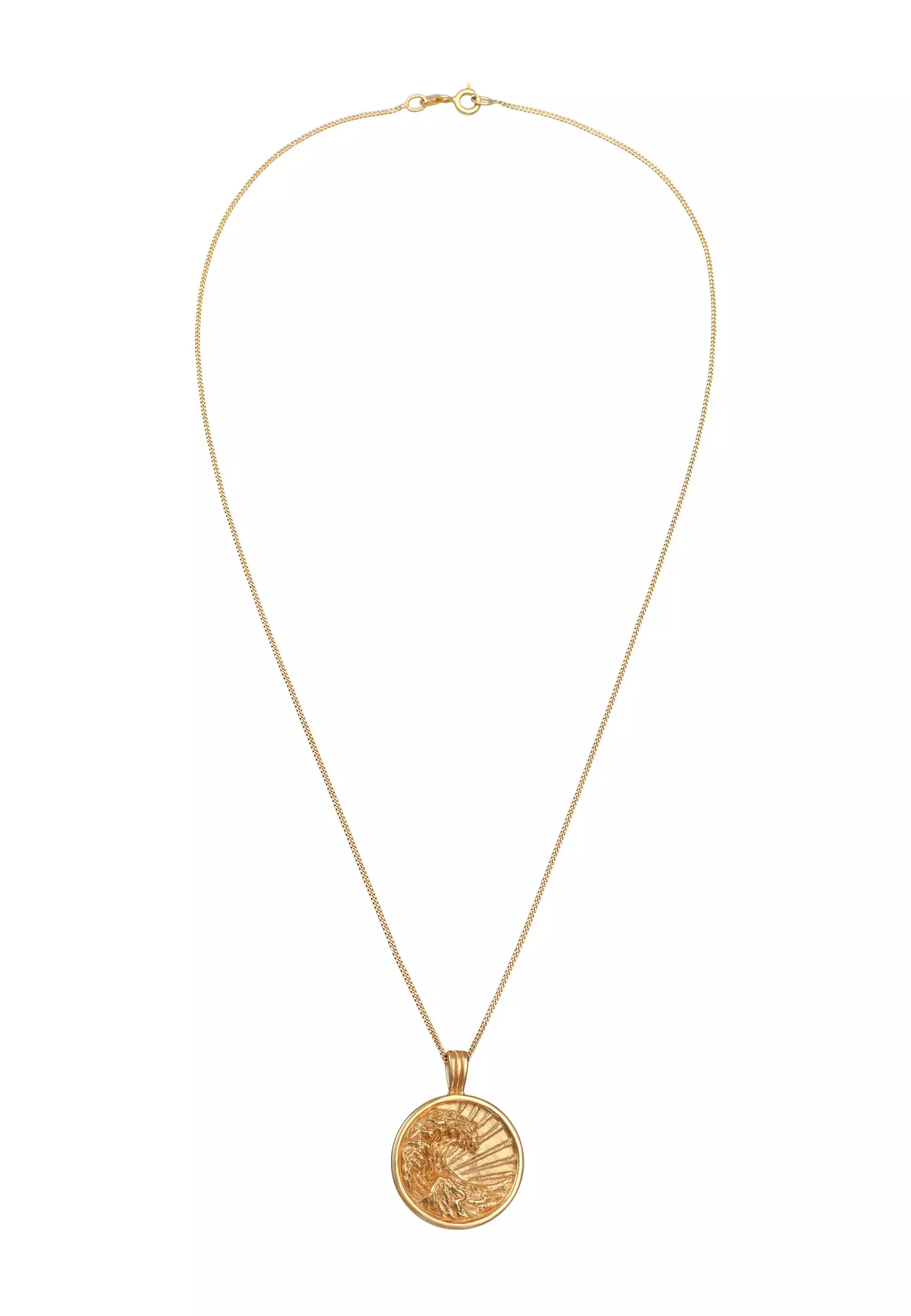 Necklace Pendant Platelet Wave Surfer Maritime Gold Plated