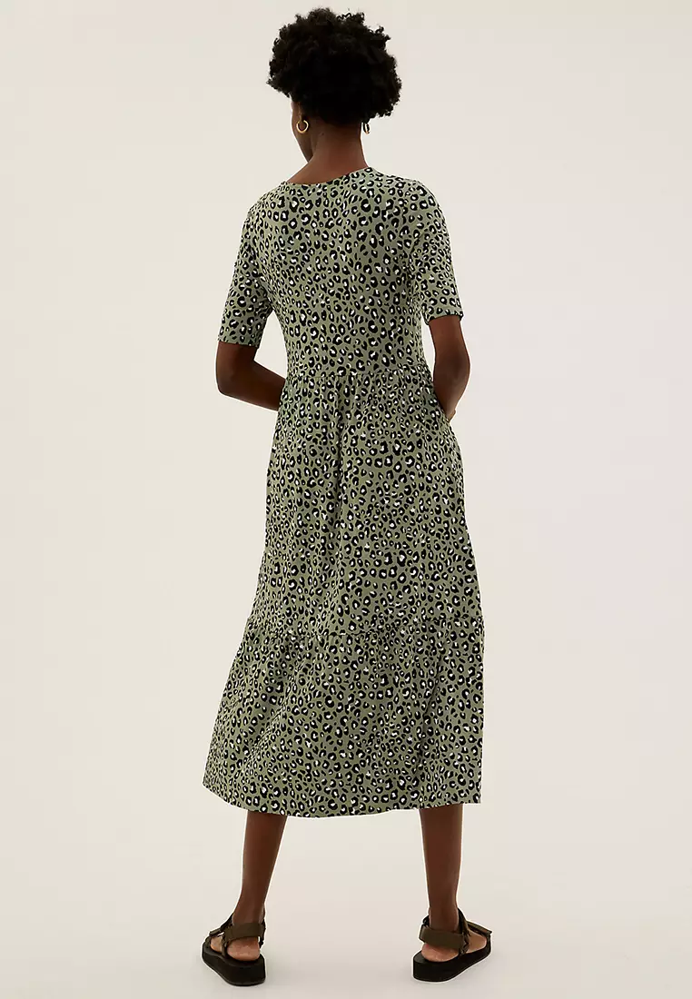 Jual Marks & Spencer Animal Print Tiered Midi Dress Original 2024 ...
