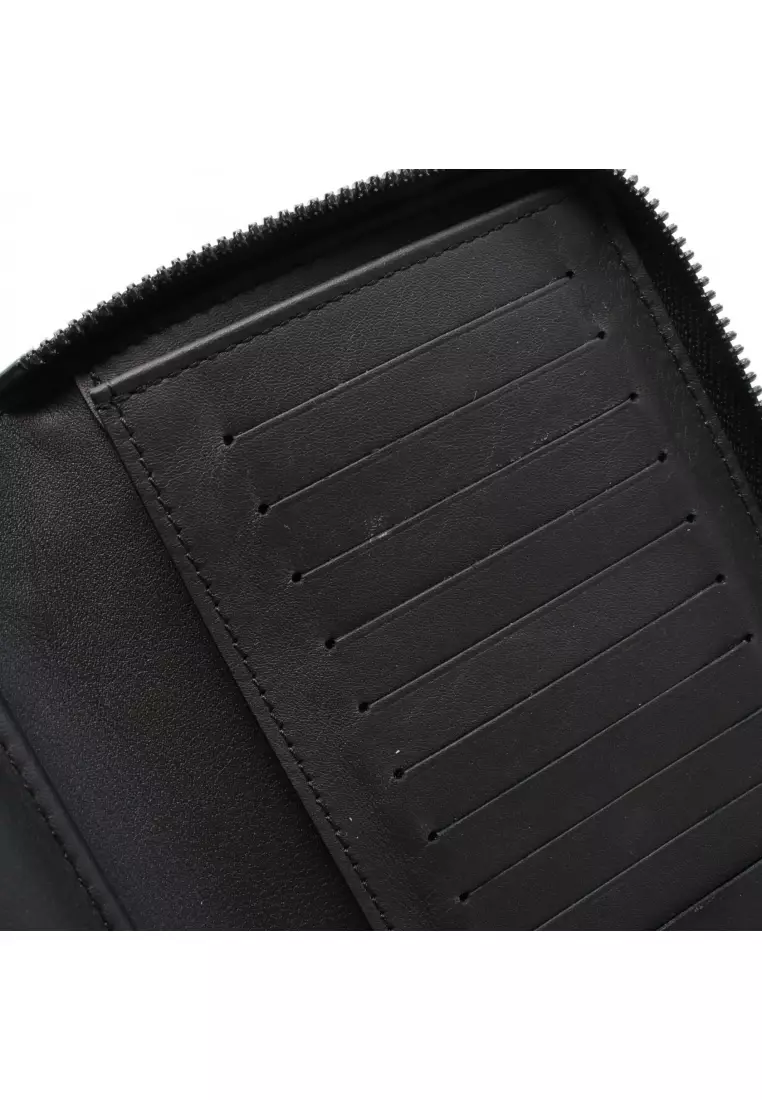 Pre-Loved Louis Vuitton zippy wallet Vertical monogram shadow round zipper long wallet leather black