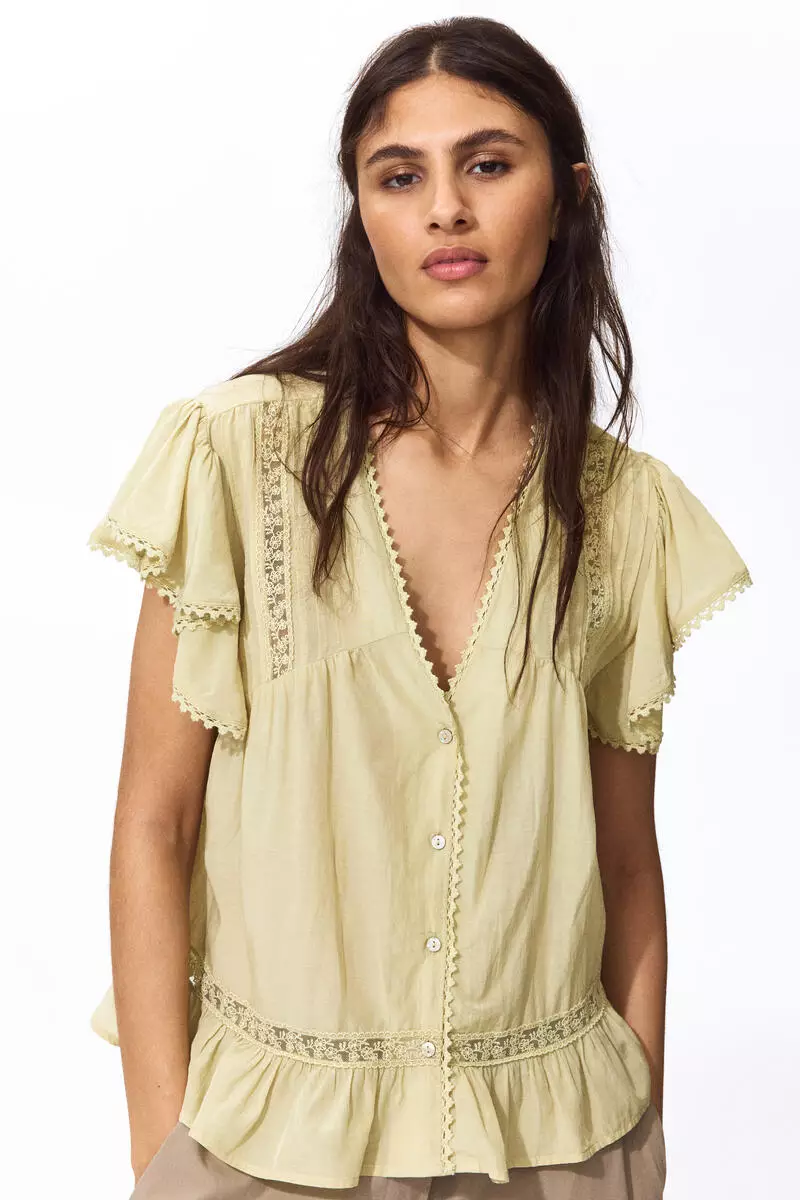 Lace-inset blouse