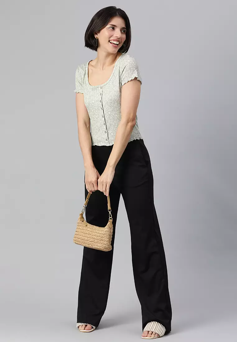 Atasan Musim Panas Sage Floral Print