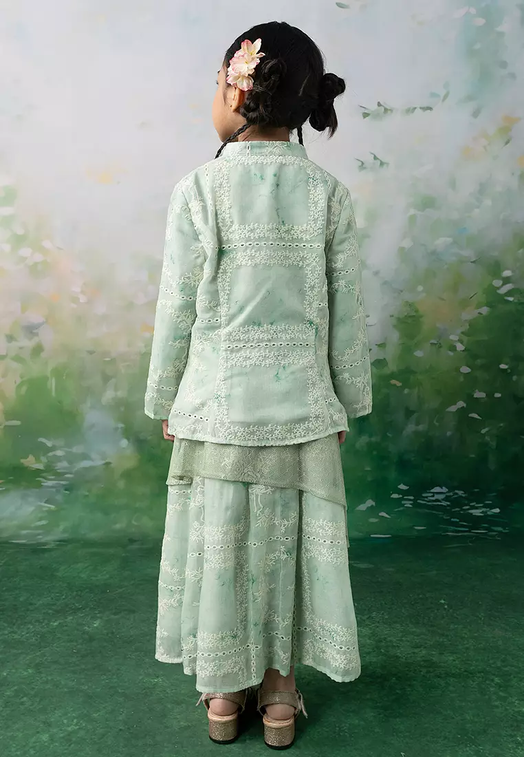 Zephnie Embroidered Set with Flare Skirt