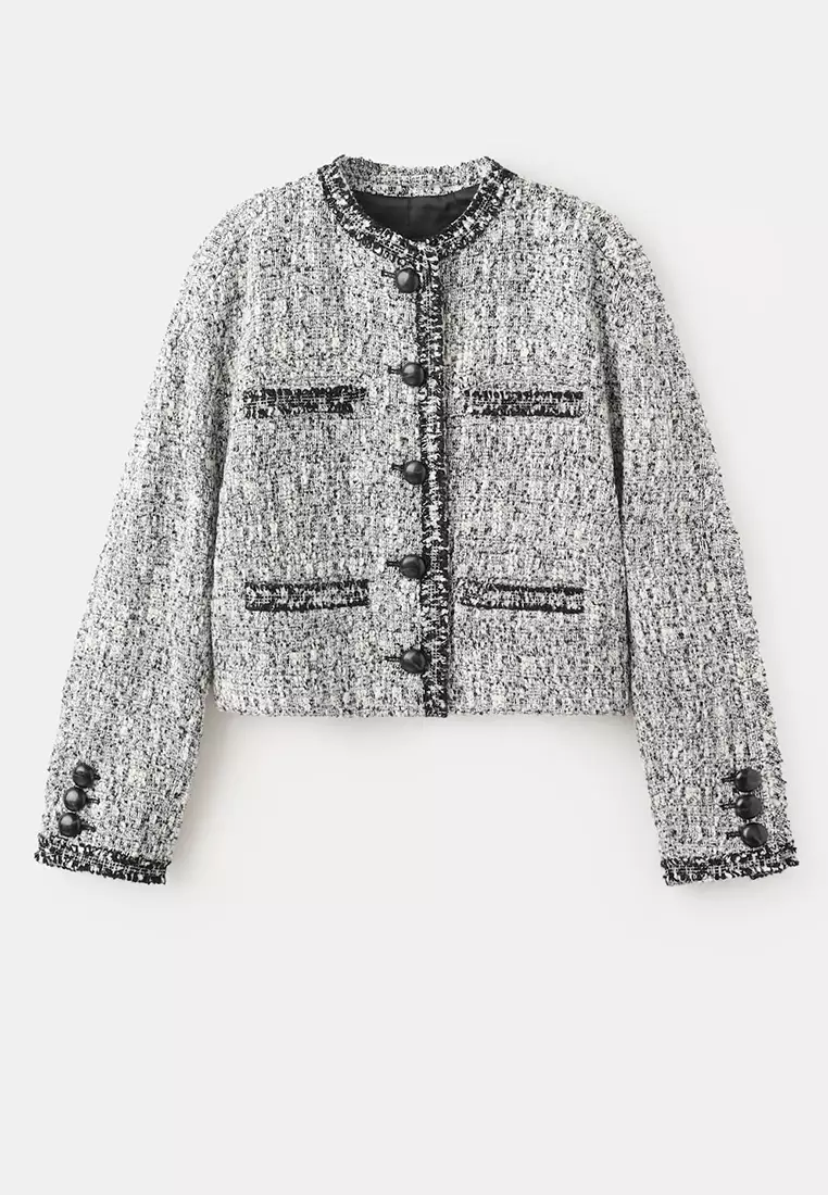 Tweed Jacket With Frayed Ends