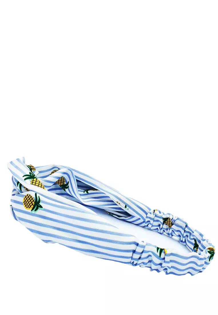 Twisted Headband Striped Pineapple Blue