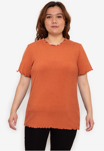 The Fifth Clothing red and orange Lettuce Hem Top 6FDA7AAD3C3C07GS_1