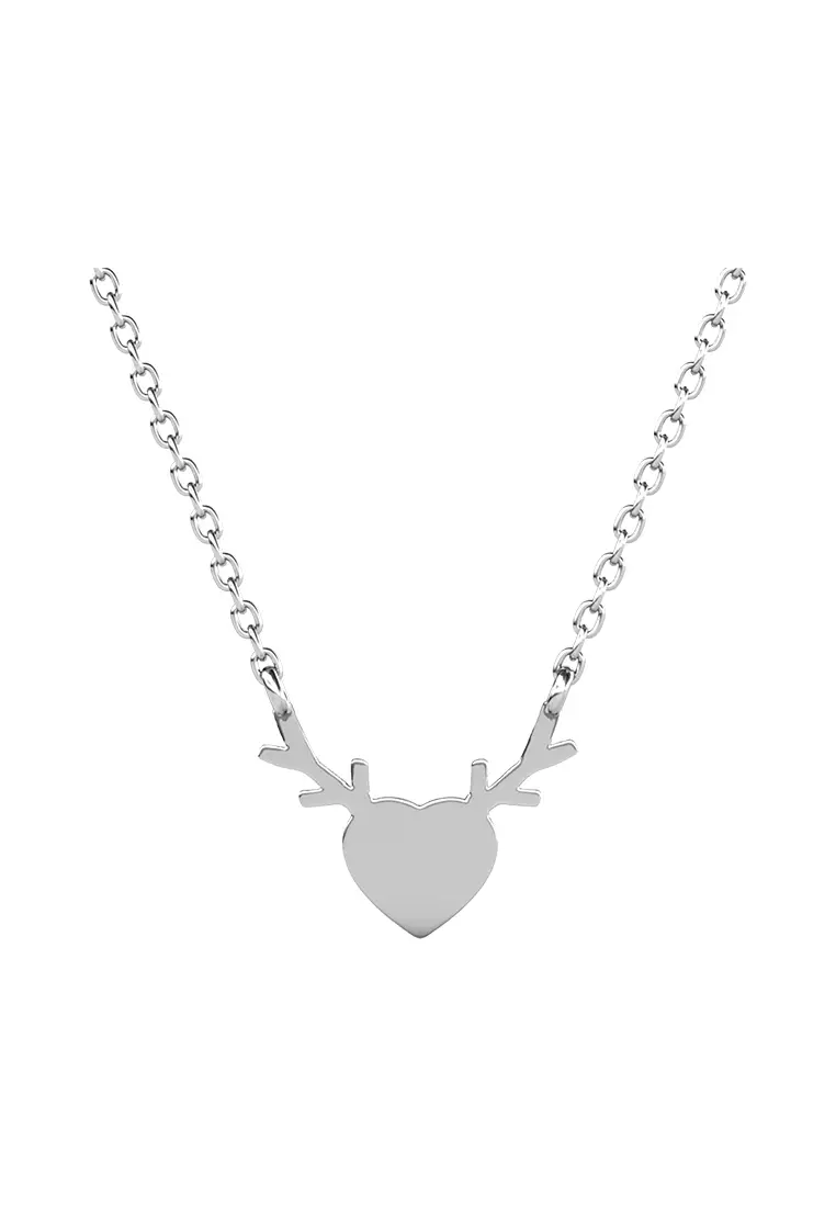 Her Jewellery Antlers Love Pendant (White Gold) - Luxury Crystal Embellishments plated with 18K Gold