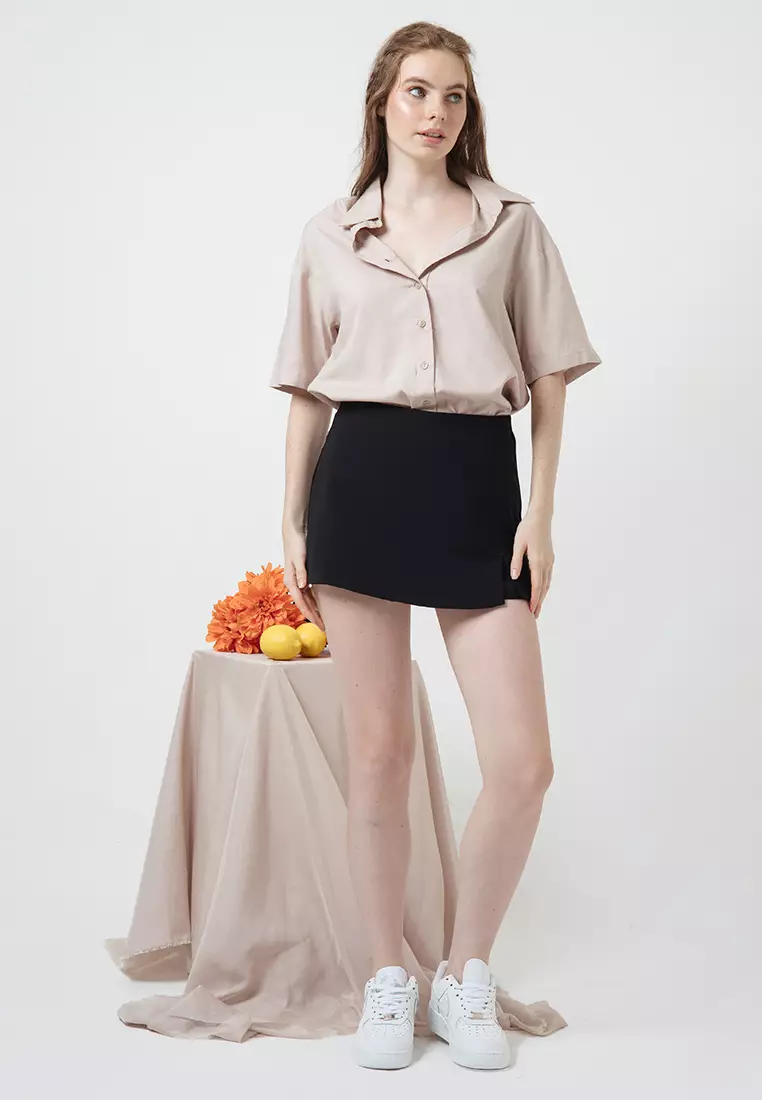 Side Slit Skort in Black