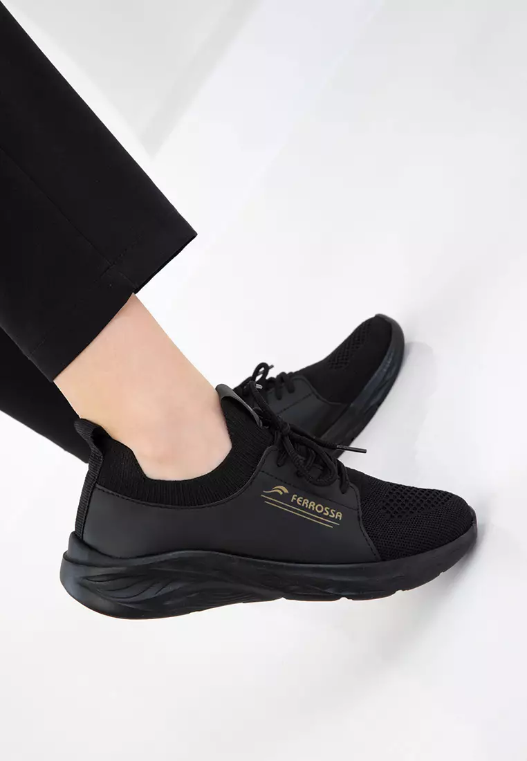 Black-Black-Gold Unisex Sneaker 20678